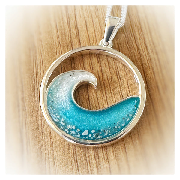 “Abby” Silver Wave Memorial Necklace