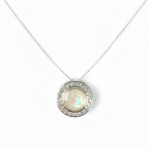“Jennifer” Cubic Zirconia Halo Memorial Necklace