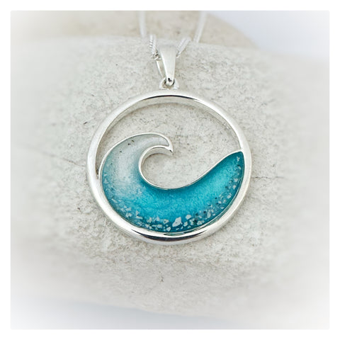 “Abby” Silver Wave Memorial Necklace