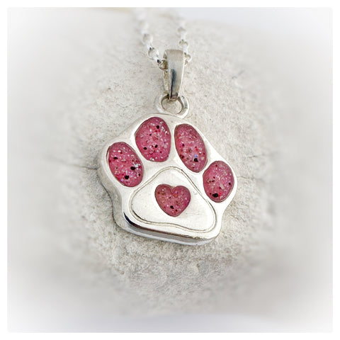 “Lucy” Paw Print Heart Necklace