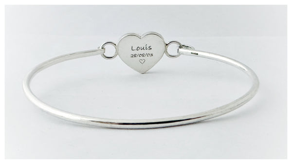 “Louie” Silver Heart Bangle