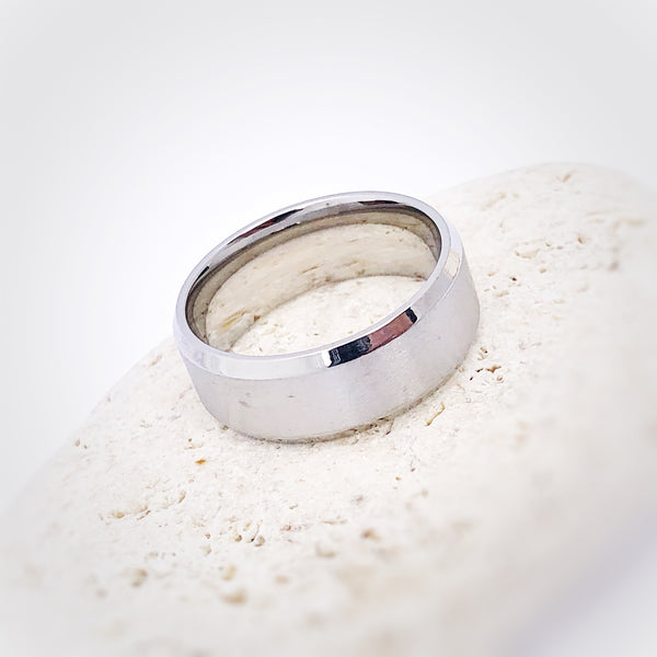 Unisex Stainless Steel Two Tone Ring size S